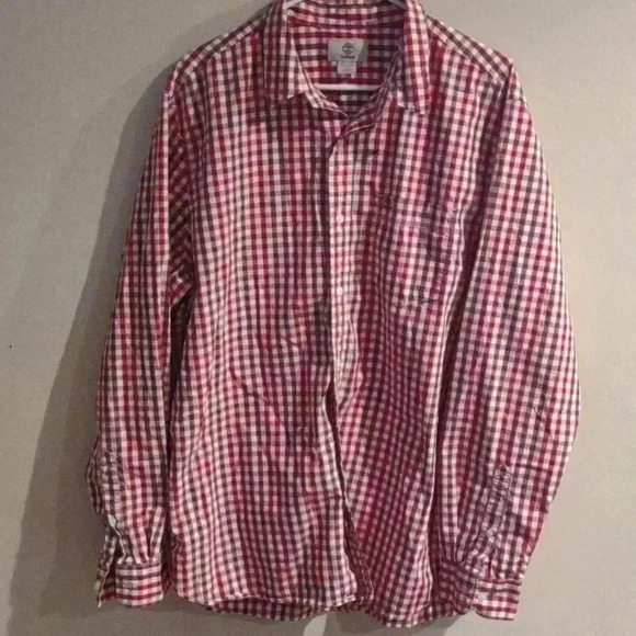 Men's Timberland red checked button down shirt size xlarge regular‎ fit - Picture 1 of 4